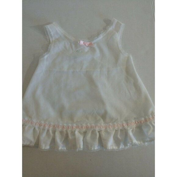 Vintage Girls Undershirt 2T White Pink Lace slip - Picture 2 of 7